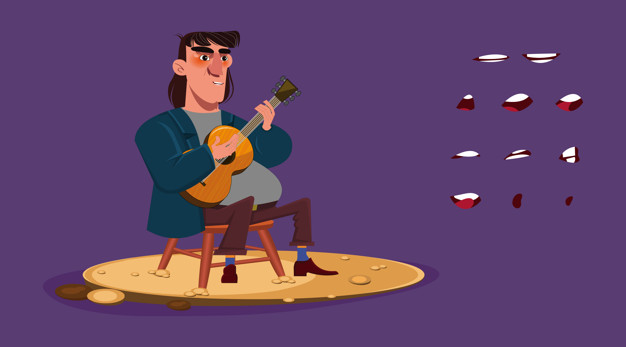 Printa Guitarrista Ou Cantor Sentado Em Uma Cadeira E Tocando Um Violao E Cantando Musica 77628 16